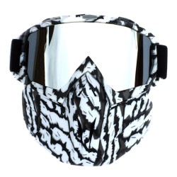 Masca protectie fata din plastic dur + ochelari ski, lentila argintie, model MCMFI01
